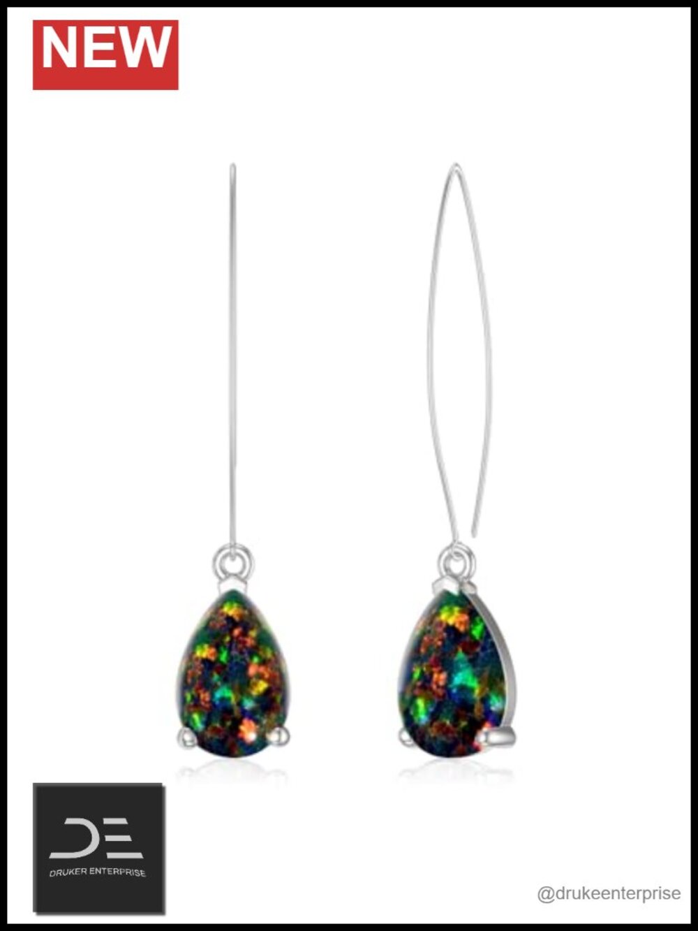 925 Sterling Silver Created Opal Dangle Earrings for Women Teardrop Long Drop